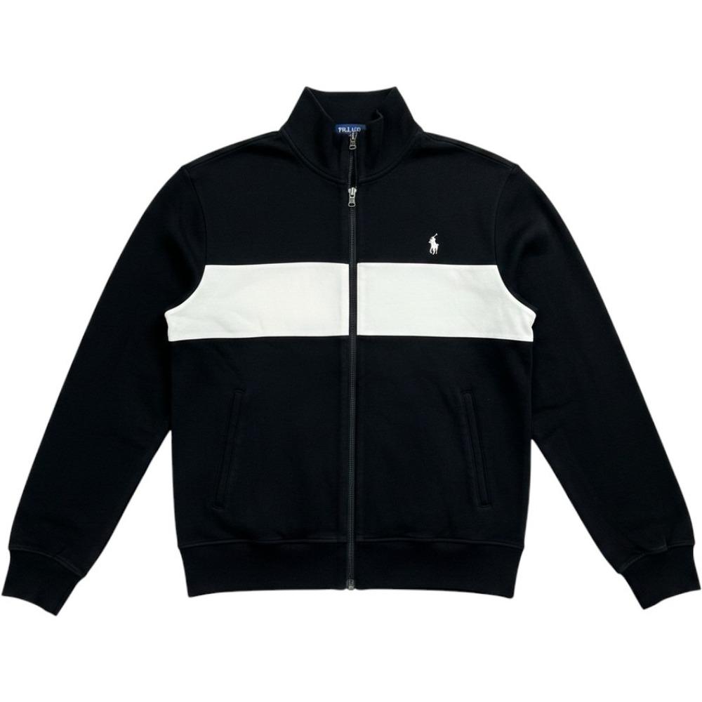 Polo Ralph Lauren Mens Black Colorblock Full Zip Track Jacket Large Vintage